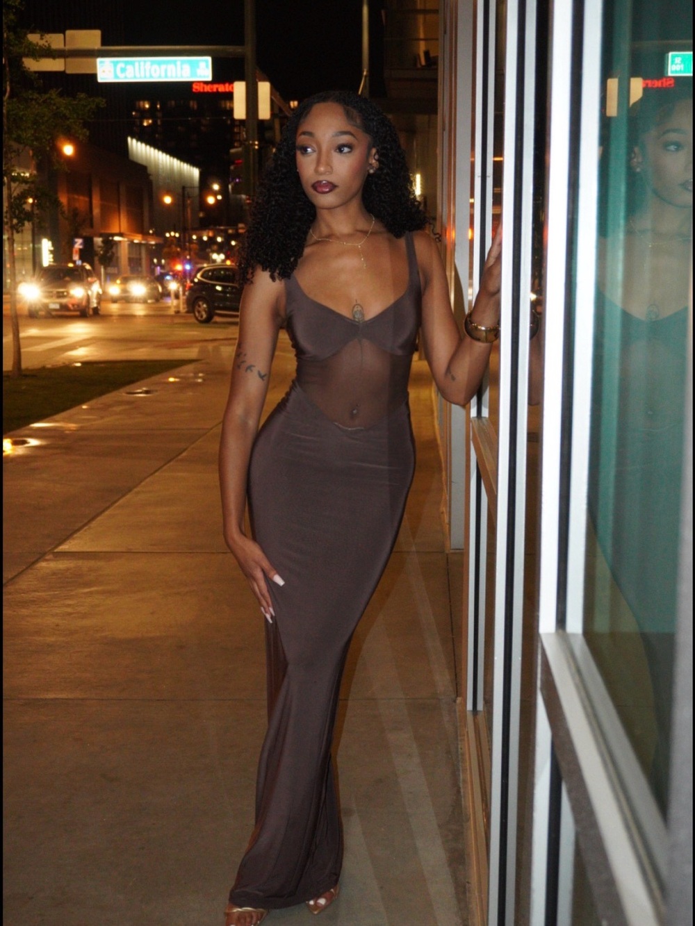 Naked Wardrobe Hourglass Mesh Contrast Dress - Picture 3 of 4